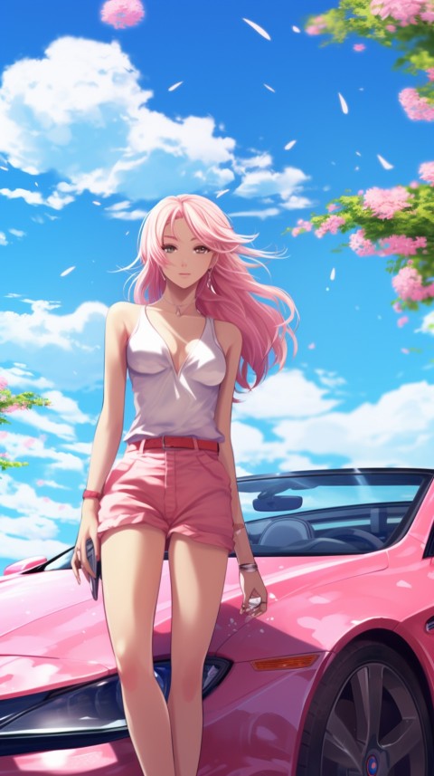 Cute Anime Girl With Car Aesthetics (120)
