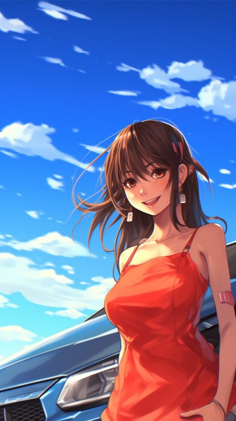 Cute Anime Girl With Car Aesthetics (111)