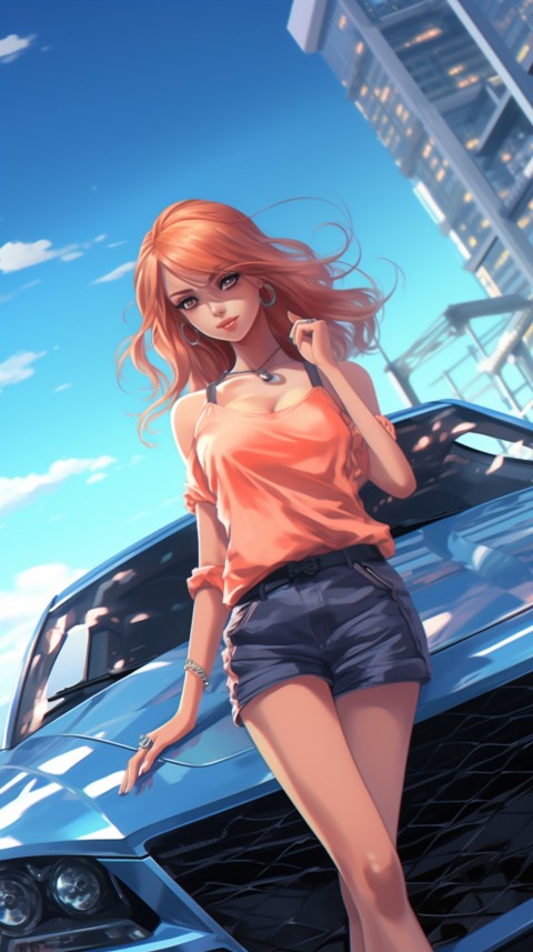 Cute Anime Girl With Car Aesthetics (147)