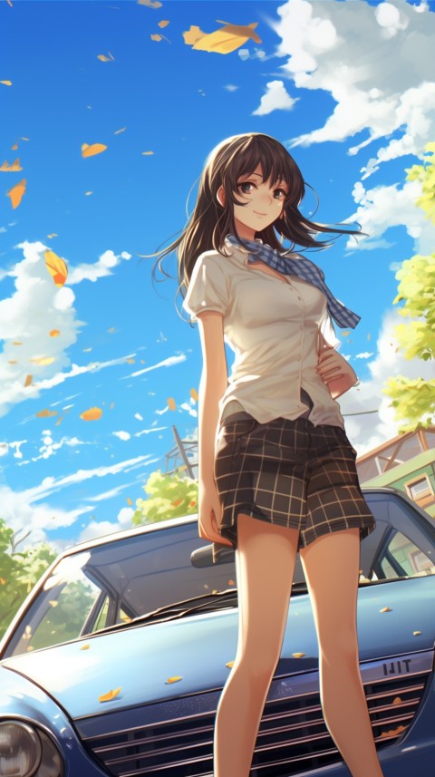 Cute Anime Girl With Car Aesthetics (114)