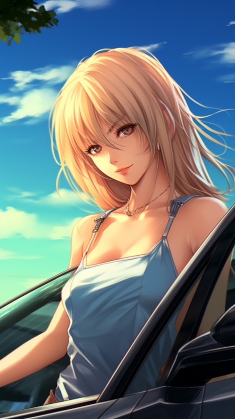 Cute Anime Girl With Car Aesthetics (107)