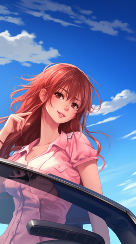 Cute Anime Girl With Car Aesthetics (125)