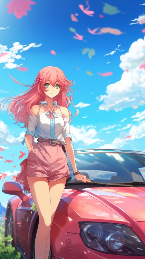 Cute Anime Girl With Car Aesthetics (130)