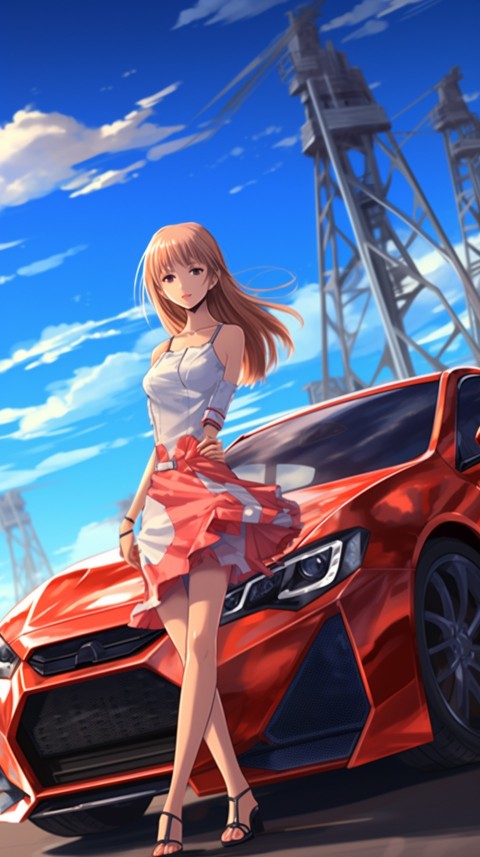 Cute Anime Girl With Car Aesthetics (122)