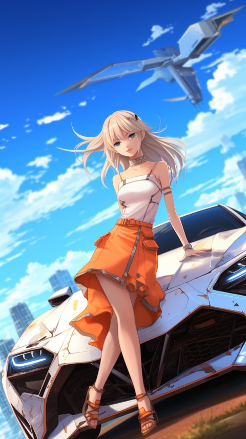 Cute Anime Girl With Car Aesthetics (138)