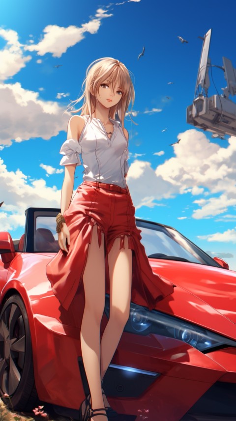 Cute Anime Girl With Car Aesthetics (149)