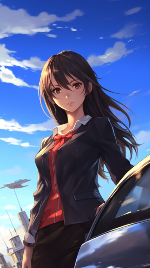 Cute Anime Girl With Car Aesthetics (181)