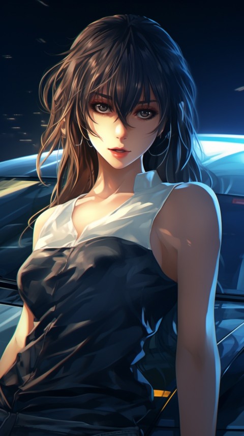 Cute Anime Girl With Car Aesthetics (193)