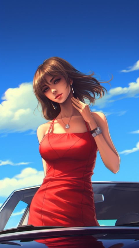 Cute Anime Girl With Car Aesthetics (186)