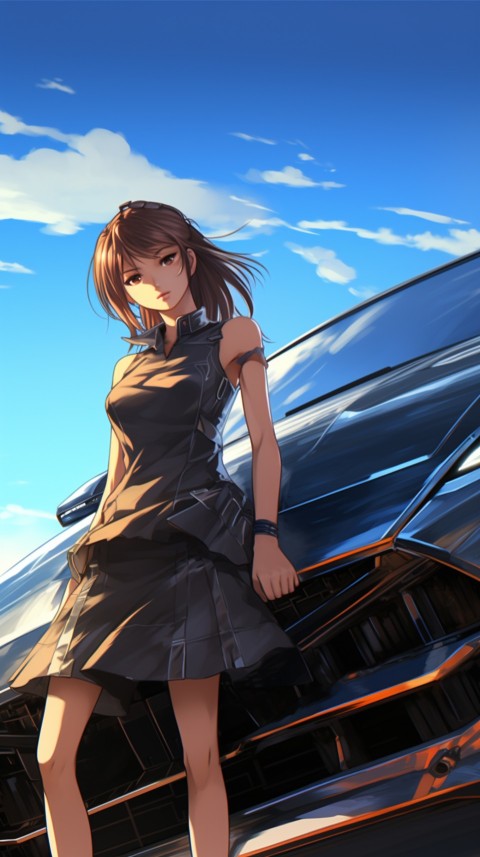 Cute Anime Girl With Car Aesthetics (167)