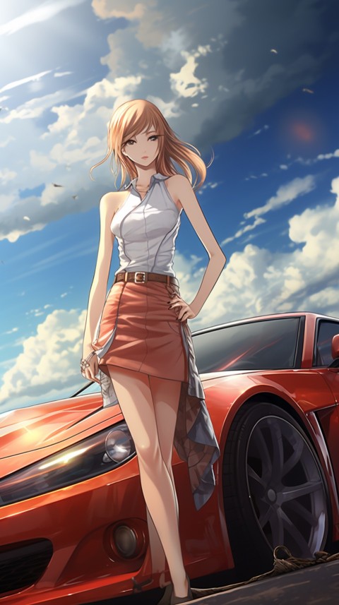 Cute Anime Girl With Car Aesthetics (180)