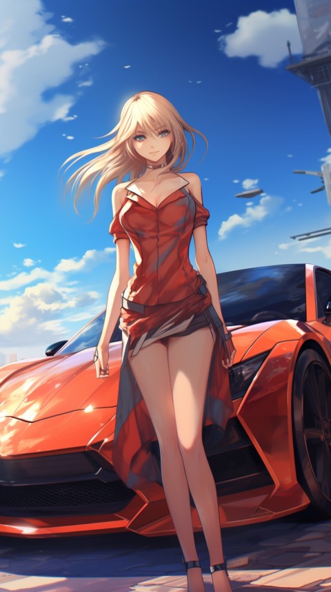 Cute Anime Girl With Car Aesthetics (158)