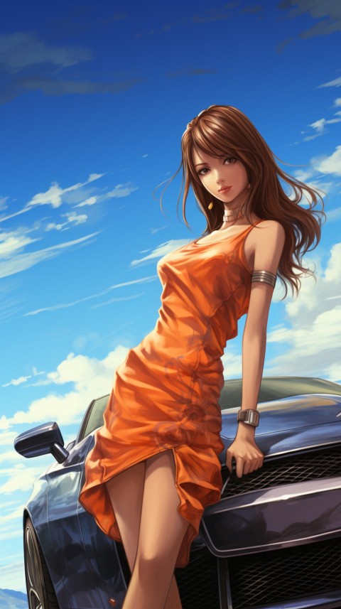 Cute Anime Girl With Car Aesthetics (175)