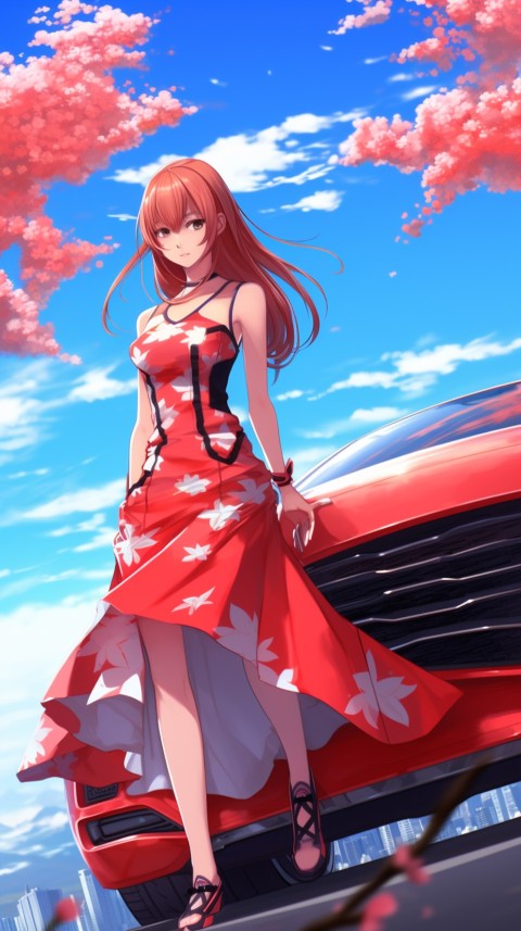 Cute Anime Girl With Car Aesthetics (189)