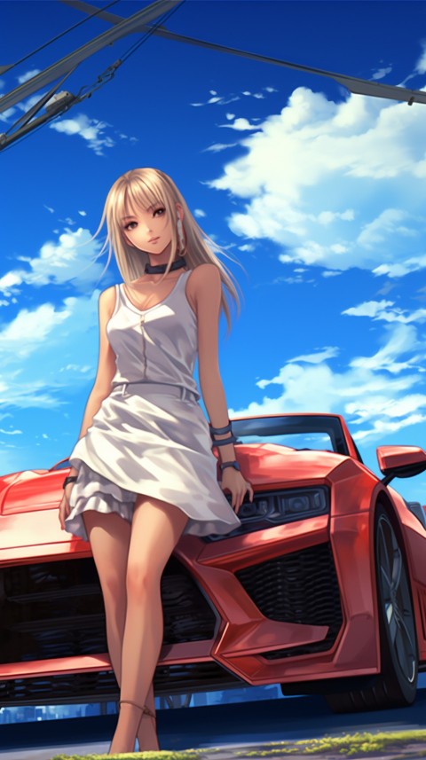Cute Anime Girl With Car Aesthetics (174)