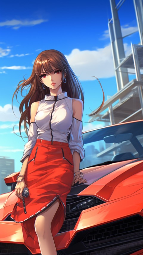 Cute Anime Girl With Car Aesthetics (195)