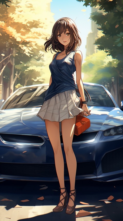 Cute Anime Girl With Car Aesthetics (198)