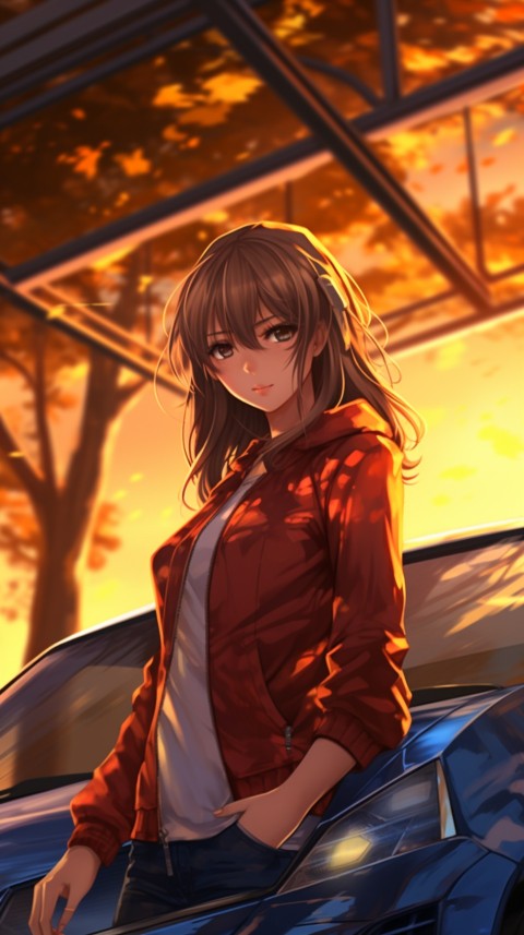 Cute Anime Girl With Car Aesthetics (207)