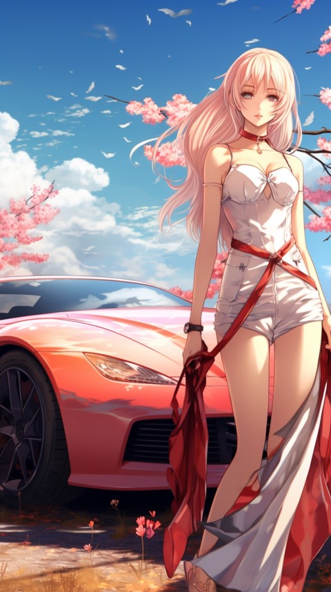 Cute Anime Girl With Car Aesthetics (235)