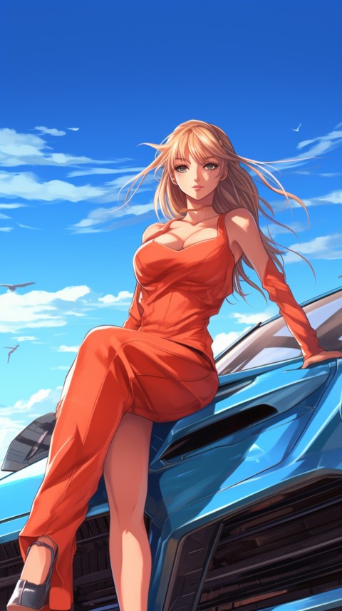 Cute Anime Girl With Car Aesthetics (243)