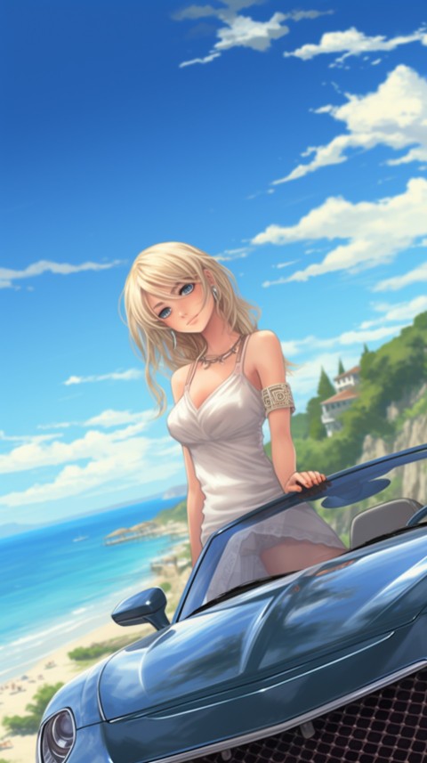 Cute Anime Girl With Car Aesthetics (295)