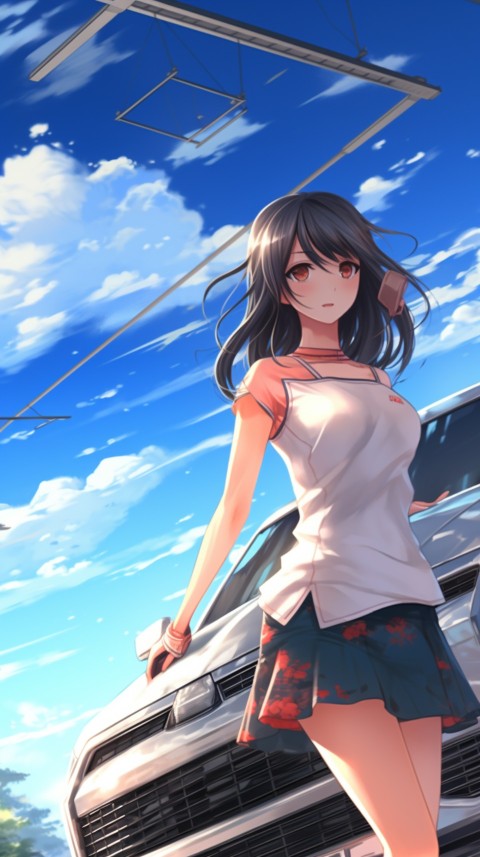 Cute Anime Girl With Car Aesthetics (260)