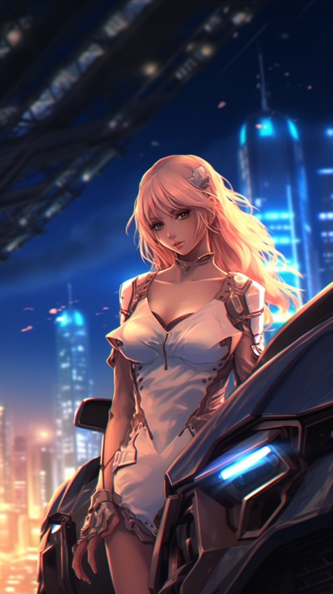 Cute Anime Girl With Car Night Aesthetics (37)