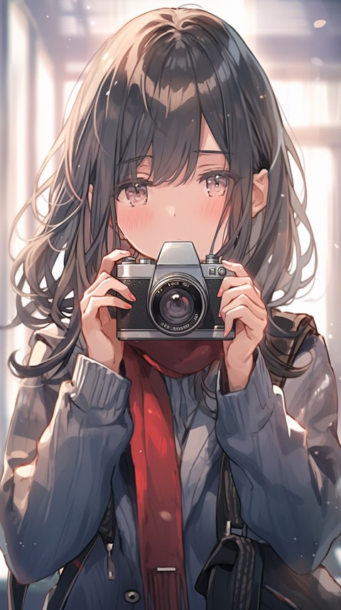 Anime Girl Holding a Camera Like a Photographer Aesthetics (1)