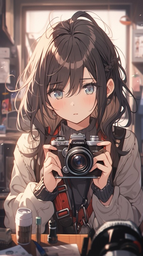 Anime Girl Holding a Camera Like a Photographer Aesthetics (22)