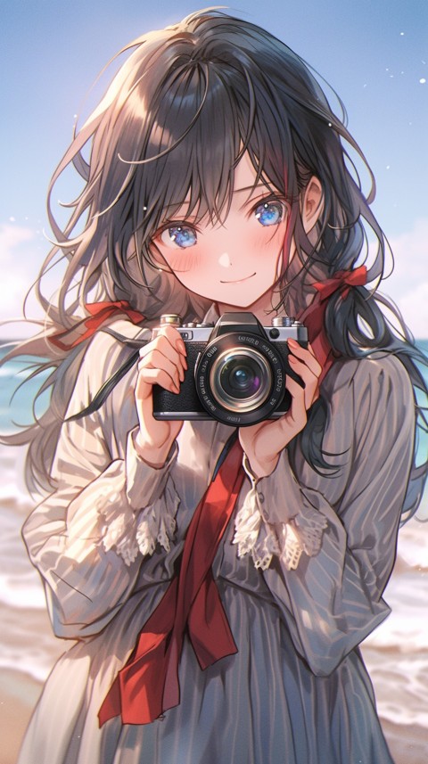 Anime Girl Holding a Camera Like a Photographer Aesthetics (200)
