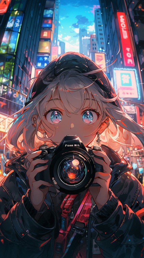 Anime Girl Holding a Camera Like a Photographer Aesthetics (198)