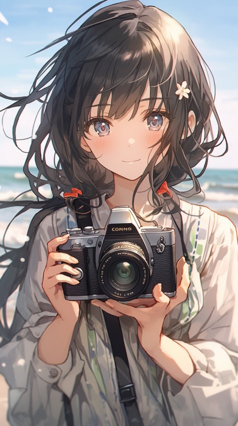 Anime Girl Holding a Camera Like a Photographer Aesthetics (206)