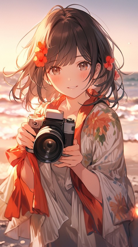 Anime Girl Holding a Camera Like a Photographer Aesthetics (203)