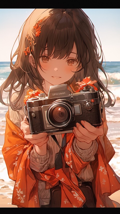 Anime Girl Holding a Camera Like a Photographer Aesthetics (202)