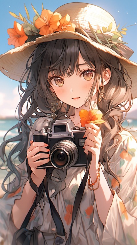 Anime Girl Holding a Camera Like a Photographer Aesthetics (201)