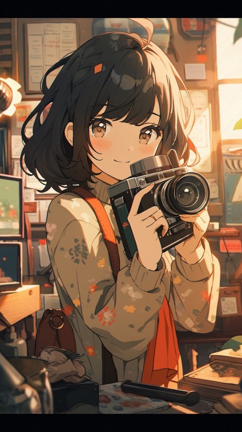 Anime Girl Holding a Camera Like a Photographer Aesthetics (216)