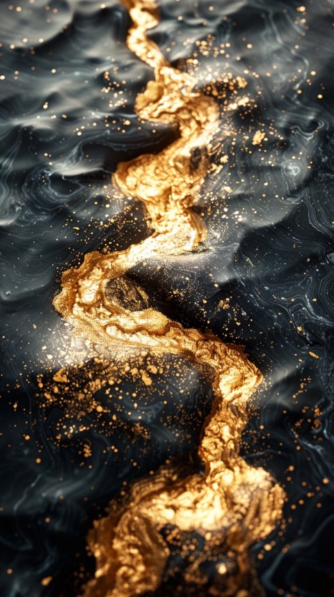 Black and gold abstract background with golden paint in the style of ink aesthetic (18)