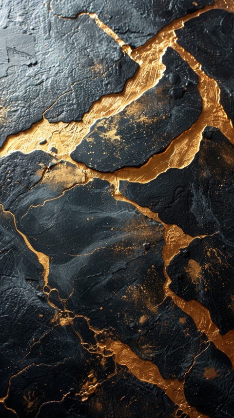 Black and gold abstract background with golden paint in the style of ink aesthetic (19)