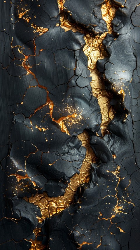 Black and gold abstract background with golden paint in the style of ink aesthetic (48)