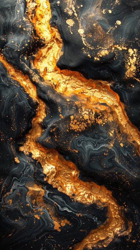 Black and gold abstract background with golden paint in the style of ink aesthetic (25)
