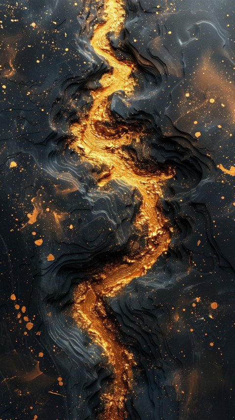 Black and gold abstract background with golden paint in the style of ink aesthetic (12)