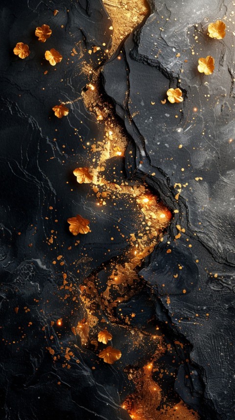 Black and gold abstract background with golden paint in the style of ink aesthetic (47)