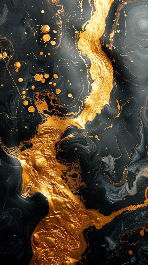 Black and gold abstract background with golden paint in the style of ink aesthetic (13)