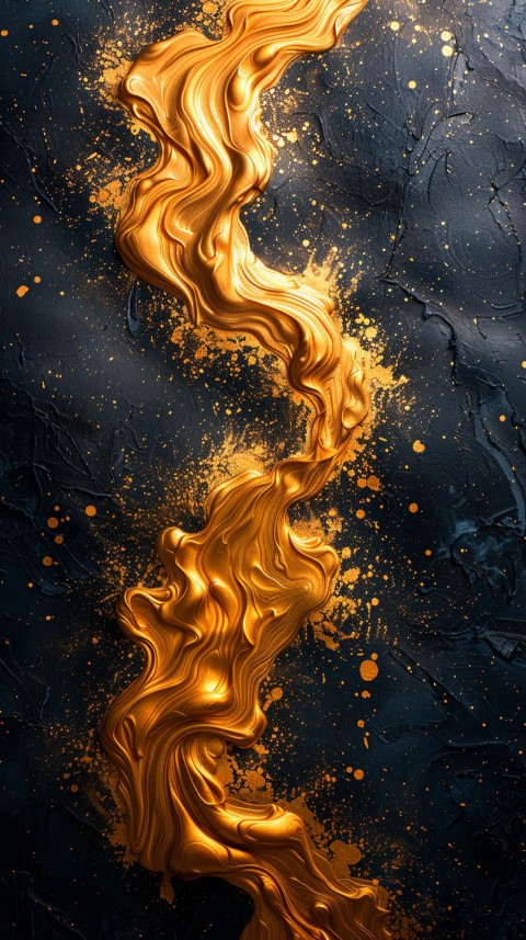 Black and gold abstract background with golden paint in the style of ink aesthetic (1)