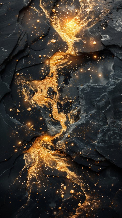 Black and gold abstract background with golden paint in the style of ink aesthetic (60)