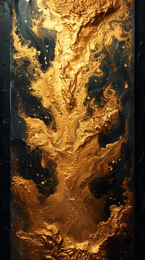 Black and gold abstract background with golden paint in the style of ink aesthetic (98)
