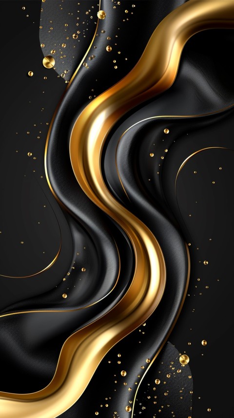 Black and Gold Waves Abstract  Luxury Black & Gold Art Aesthetic (50)