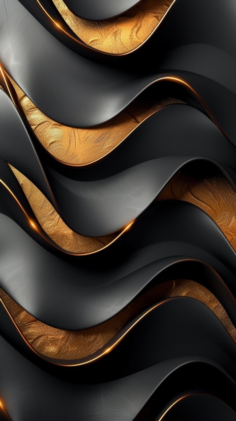 Black and Gold Waves Abstract  Luxury Black & Gold Art Aesthetic (35)