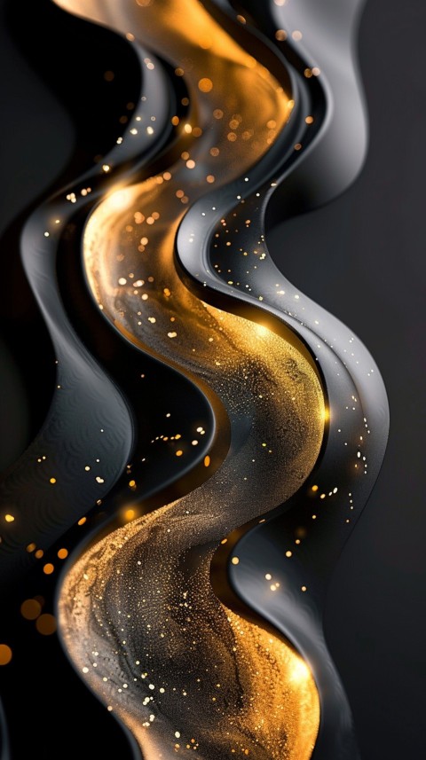 Black and Gold Waves Abstract  Luxury Black & Gold Art Aesthetic (49)