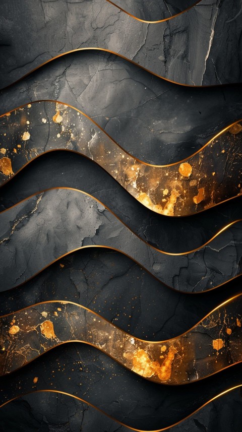 Black and Gold Waves Abstract  Luxury Black & Gold Art Aesthetic (21)